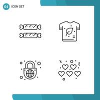 Vector Pack of 4 Outline Symbols Line Style Icon Set on White Background for Web and Mobile