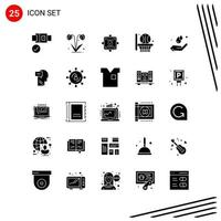 Collection of 25 Vector Icons in solid style Pixle Perfect Glyph Symbols for Web and Mobile Solid Icon Signs on White Background 25 Icons