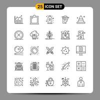 Paquete de 25 iconos negros signos de símbolos de contorno para diseños receptivos sobre fondo blanco 25 iconos establecidos vector