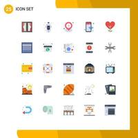 Mobile Interface Flat Color Set of 25 Pictograms of store online emergency mobile star Editable Vector Design Elements