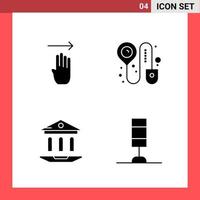 4 Icon Pack Solid Style Glyph Symbols on White Background Simple Signs for general designing vector