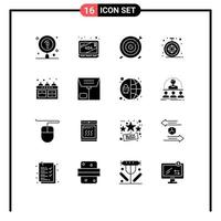 Pictogram Set of 16 Simple Solid Glyphs of kettle safari aim compass target Editable Vector Design Elements