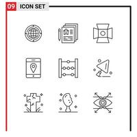 Set of 9 Vector Outlines on Grid for abacus maps home location photography Editable Vector Design Elements