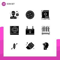 Glyph Icon set Pack of 9 Solid Icons isolated on White Background for responsive Website Design Print and Mobile Applications vector