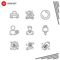 Collection of 9 Vector Icons in Line style Pixle Perfect Outline Symbols for Web and Mobile Line Icon Signs on White Background 9 Icons