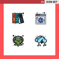 Set of 4 Modern UI Icons Symbols Signs for archive drop display page content food weather Editable Vector Design Elements