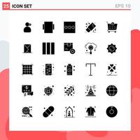 Set of 25 Modern UI Icons Symbols Signs for mail email draw shopping cart checkout Editable Vector Design Elements