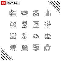 16 Creative Icons Modern Signs and Symbols of leaf graph gaming analytics inbox Editable Vector Design Elements