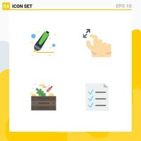 4 Universal Flat Icon Signs Symbols of drawing vegetables gesture zoom document Editable Vector Design Elements