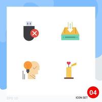 conjunto moderno de 4 iconos planos pictograma de computadoras caja eliminada vacía elementos de diseño vectorial editables creativos vector