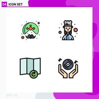 User Interface Pack of 4 Basic Filledline Flat Colors of indian map turban cook club Editable Vector Design Elements