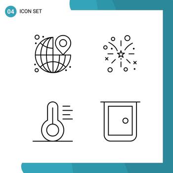 Vector Pack of 4 Outline Symbols Line Style Icon Set on White Background for Web and Mobile