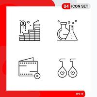 Creative Set of 4 Universal Outline Icons isolated on White Background vector