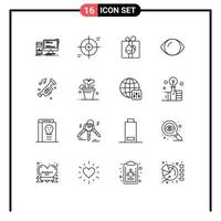 Set of 16 Modern UI Icons Symbols Signs for vision face scope eye birthday Editable Vector Design Elements