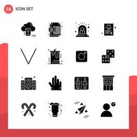 Pack of 16 Universal Glyph Icons for Print Media on White Background vector