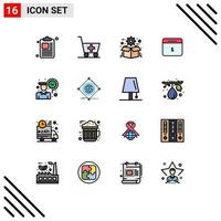 conjunto de 16 iconos modernos de la interfaz de usuario signos de símbolos para el tiempo empleado optimización día fecha elementos de diseño de vectores creativos editables