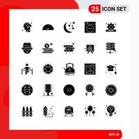 25 Thematic Vector Solid Glyphs and Editable Symbols of system internet halloween minimize design Editable Vector Design Elements