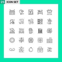 Set of 25 Modern UI Icons Symbols Signs for clean office drawing drawer book Editable Vector Design Elements