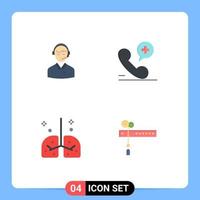 4 Universal Flat Icon Signs Symbols of support medical customer service health Editable Vector Design Elements