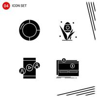 Collection of 4 Vector Icons in solid style Pixle Perfect Glyph Symbols for Web and Mobile Solid Icon Signs on White Background 4 Icons