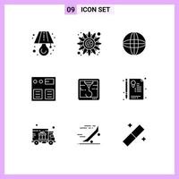 Pictogram Set of 9 Simple Solid Glyphs of document hock internet printer pay Editable Vector Design Elements