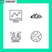 Pack of 4 Line Style Icon Set Outline Symbols for print Creative Signs Isolated on White Background 4 Icon Set vector