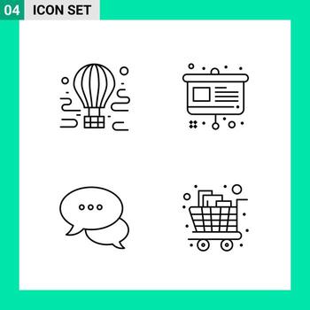 Pack of 4 Line Style Icon Set Outline Symbols for print Creative Signs Isolated on White Background 4 Icon Set vector