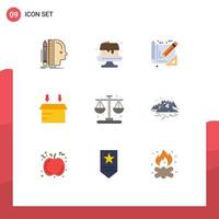 Universal Icon Symbols Group of 9 Modern Flat Colors of time business tools open box Editable Vector Design Elements