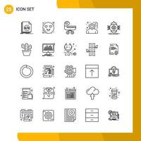 25 Icon Set Line Style Icon Pack Outline Symbols isolated on White Backgound for Responsive Website Designing vector