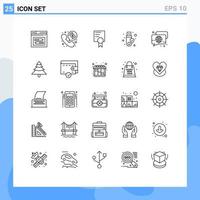 25 iconos creativos signos y símbolos modernos de chat usb inversión token seguridad elementos de diseño vectorial editables vector