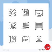 Outline Pack of 9 Universal Symbols of carnival insurance computers hold hardware Editable Vector Design Elements