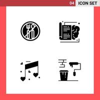 4 Icon Pack Solid Style Glyph Symbols on White Background Simple Signs for general designing vector