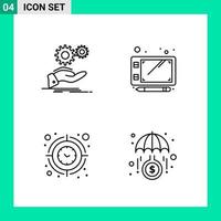 paquete de 4 iconos de estilo de línea establece símbolos de esquema para imprimir signos creativos aislados en fondo blanco 4 conjunto de iconos vector