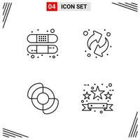 4 Icons Line Style Grid Based Creative Outline Symbols for Website Design Simple Line Icon Signs Isolated on White Background 4 Icon Set vector