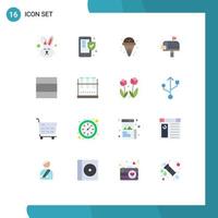 Universal Icon Symbols Group of 16 Modern Flat Colors of chemical flask grid cone email box Editable Pack of Creative Vector Design Elements