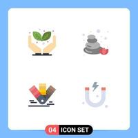 Universal Icon Symbols Group of 4 Modern Flat Icons of green pms stones card attraction Editable Vector Design Elements