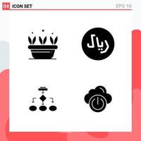 Collection of 4 Vector Icons in solid style Modern Glyph Symbols for Web and Mobile Solid Icon Sign Isolated on White Background 4 Icons