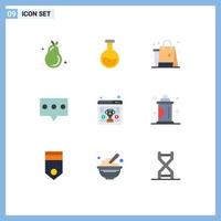 9 Universal Flat Color Signs Symbols of awards comment education bubble cloths Editable Vector Design Elements
