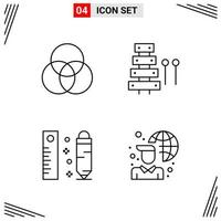 4 Icons Line Style Grid Based Creative Outline Symbols for Website Design Simple Line Icon Signs Isolated on White Background 4 Icon Set vector