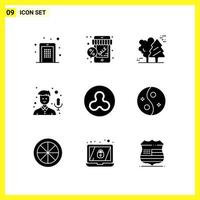 9 Icon Set Simple Solid Symbols Glyph Sign on White Background for Website Design Mobile Applications and Print Media vector