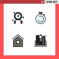 4 Creative Icons Modern Signs and Symbols of exercise home camposs timer hut Editable Vector Design Elements