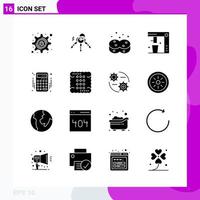 Solid Icon set Pack of 16 Glyph Icons isolated on White Background for Web Print and Mobile vector