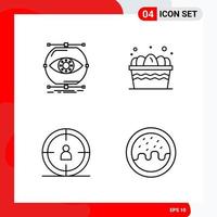 Creative Set of 4 Universal Outline Icons isolated on White Background vector