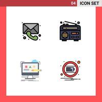 Universal Icon Symbols Group of 4 Modern Filledline Flat Colors of medical design message radio studio Editable Vector Design Elements