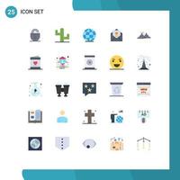 Set of 25 Modern UI Icons Symbols Signs for sun hill world landscape mail Editable Vector Design Elements