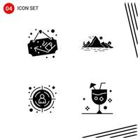 Collection of 4 Vector Icons in solid style Pixle Perfect Glyph Symbols for Web and Mobile Solid Icon Signs on White Background 4 Icons