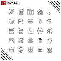 Pixle Perfect Set of 25 Line Icons Outline Icon Set for Webite Designing and Mobile Applications Interface vector