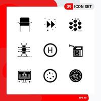 9 Universal Solid Glyphs Set for Web and Mobile Applications board hospital love smart infrastructure Editable Vector Design Elements