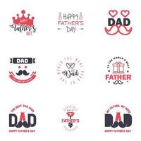 las tarjetas de felicitación del día del padre feliz establecen 9 letras tipográficas vectoriales en negro y rosa utilizables para imprimir pancartas eres el mejor diseño de texto de papá elementos de diseño vectorial editables vector