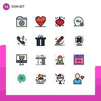 16 Universal Flat Color Filled Line Signs Symbols of love call christmas interaction communication Editable Creative Vector Design Elements